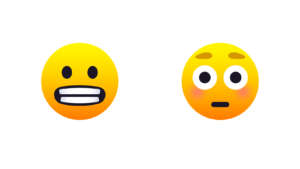 grimacing and embarrassed emojis